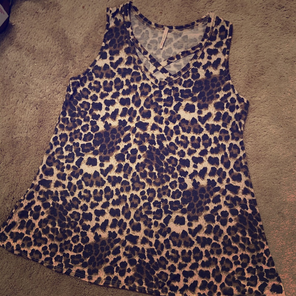 Leopard Print Criss Cross Tank